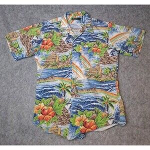 Polo Ralph Lauren Vintage HAWAIIAN FLORAL Shirt Boys Size 20 Mens XS Cotton RARE